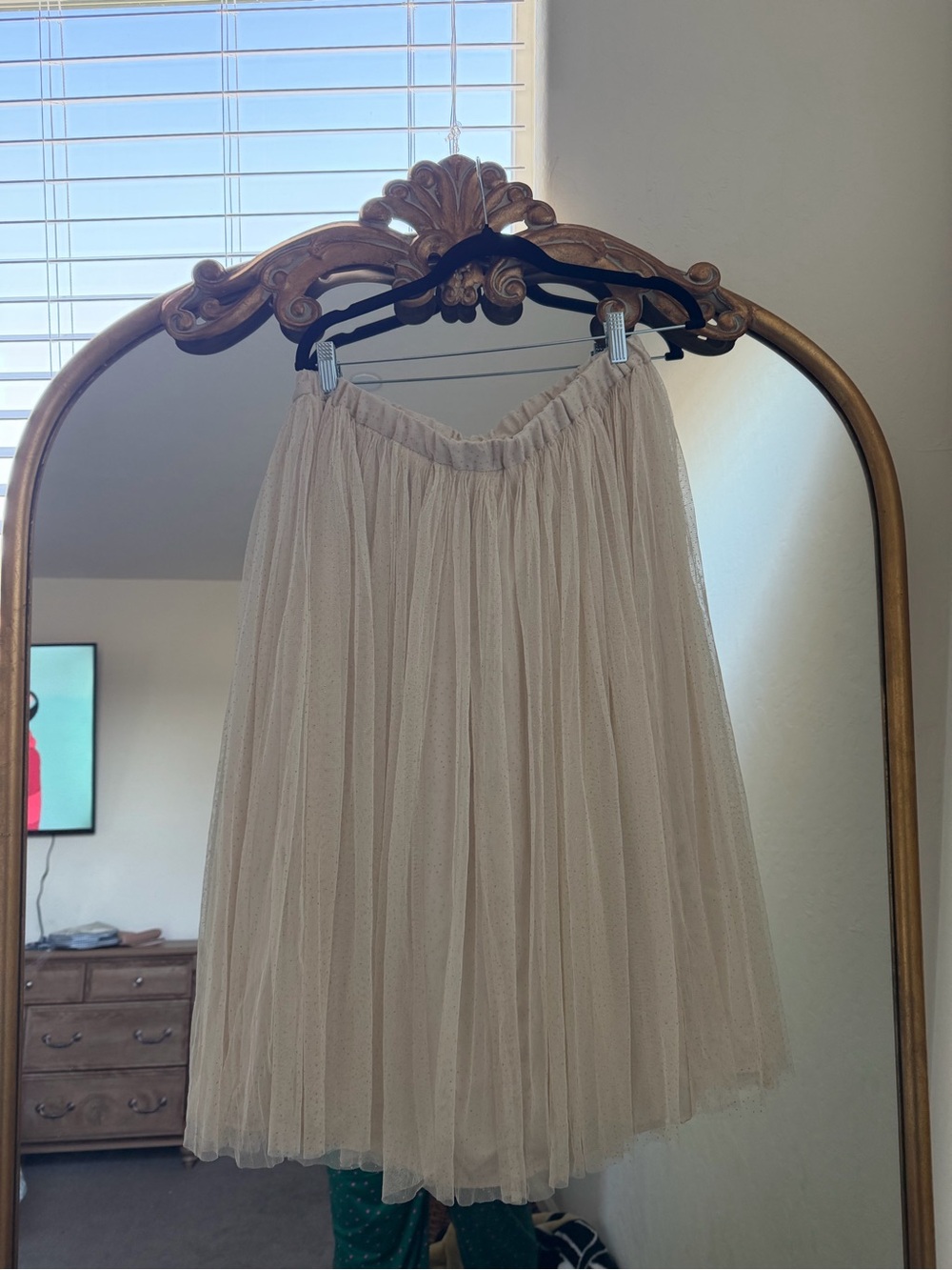 H&M Cream Tulle Midi Skirt